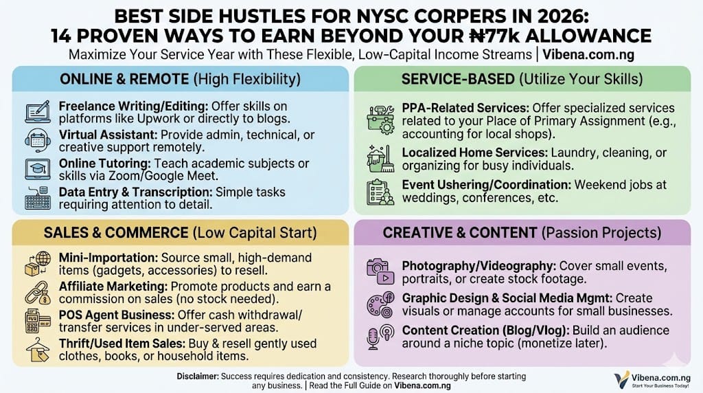 Best Side Hustles for NYSC Corpers in 2026: 14 Proven Ways to Earn Beyond Your ₦77k Allowance
